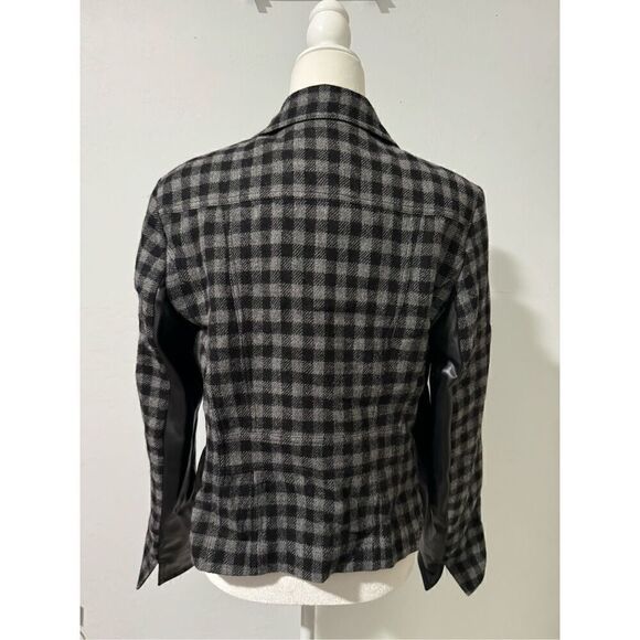 Akris punto Mixed tweed moto jacket gingham vegan leather 8 - Picture 12 of 15